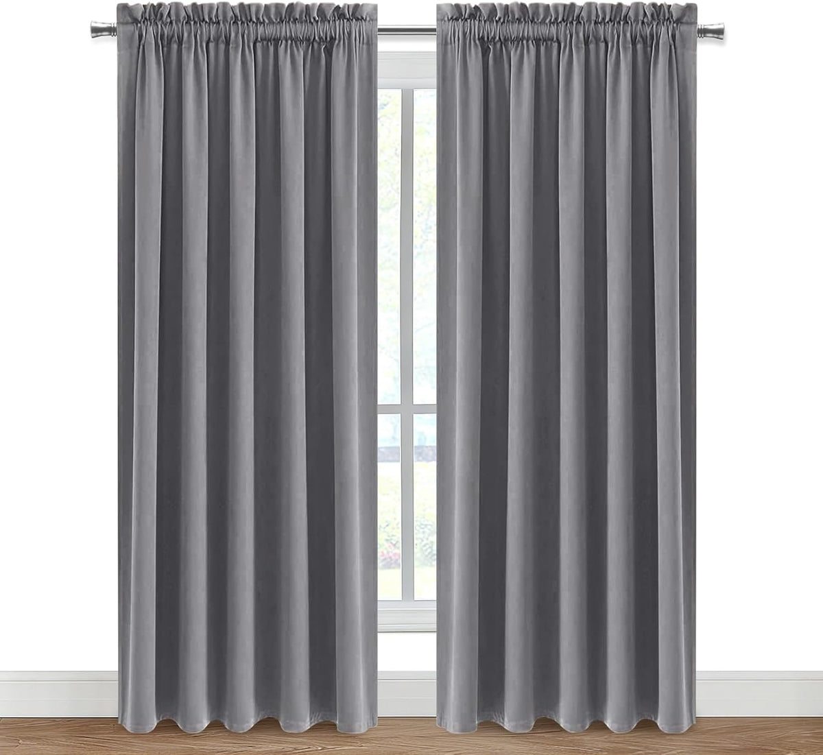 84"L x 70"W polyester curtains in Grey, alternate view 9