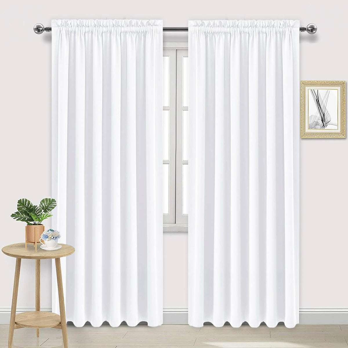 84"L x 70"W polyester curtains in Pure White