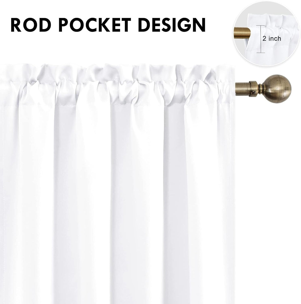 84"L x 70"W polyester curtains in Pure White, alternate view 4