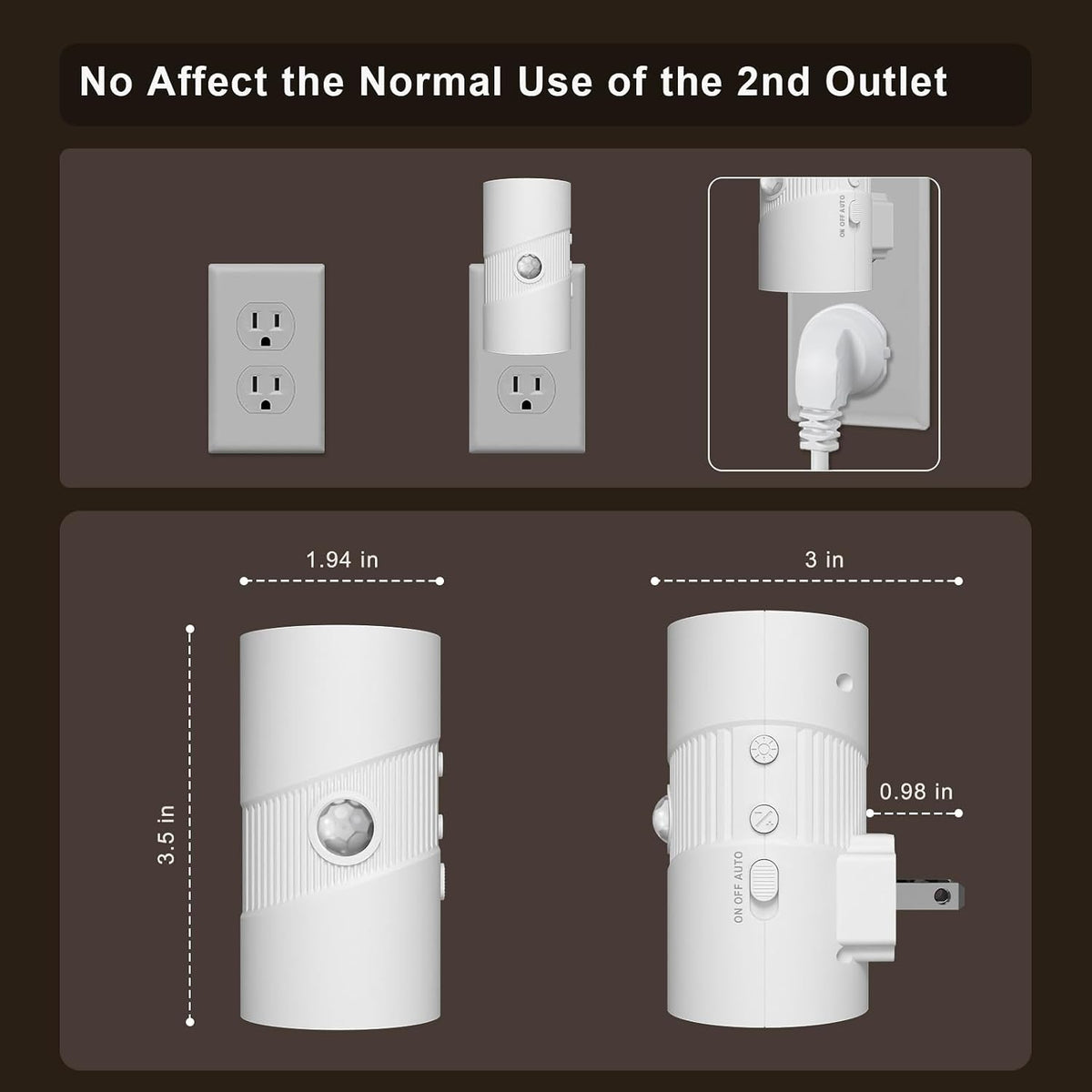 2.75"D x 1.88"W x 3.55"H plastic night lights & ambient lighting, alternate view 5