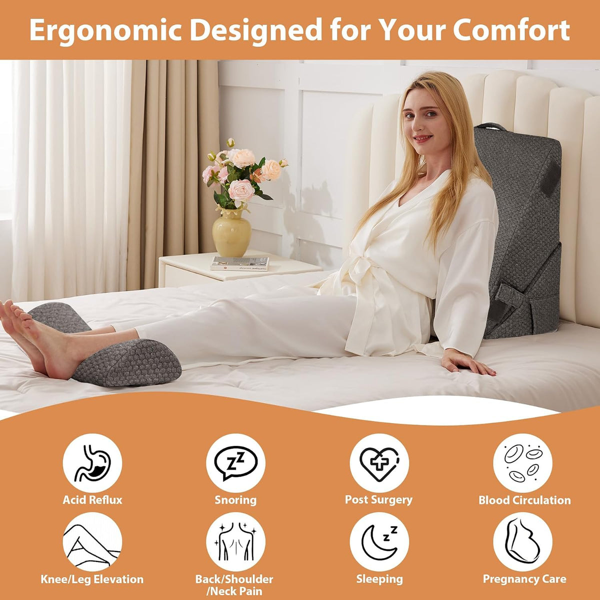 Adjustable Wedge+1 Pillow wedge pillows in Dark Grey, alternate view 8