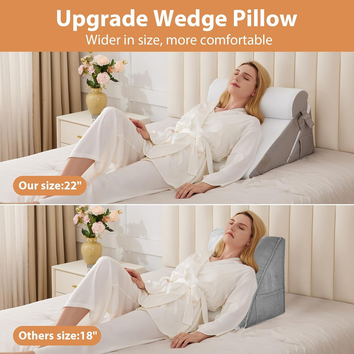 Adjustable Wedge+1 Pillow wedge pillows in White/Grey, alternate view 7