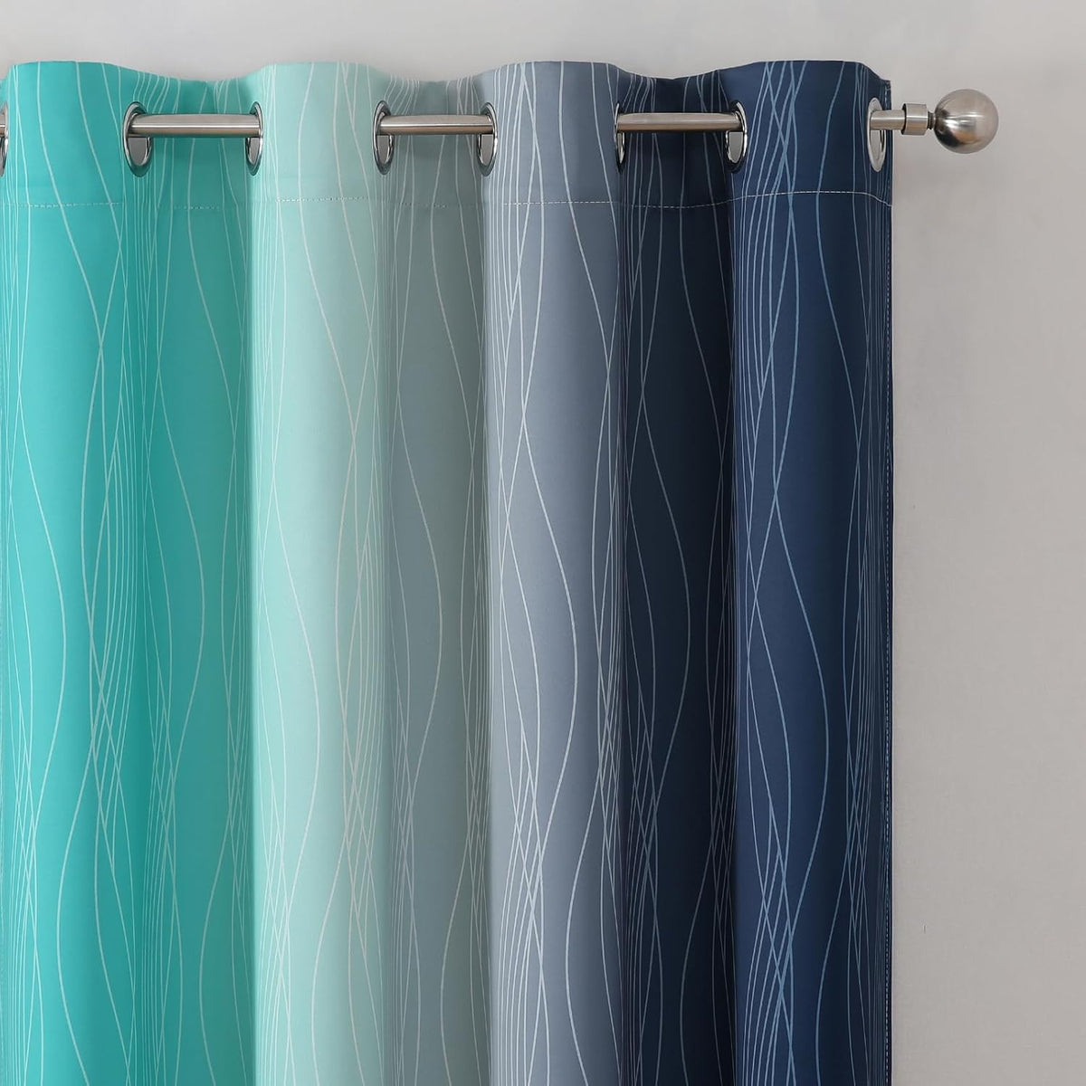 102"L x 52"W polyester curtains in Navy Blue and Teal, alternate view 4