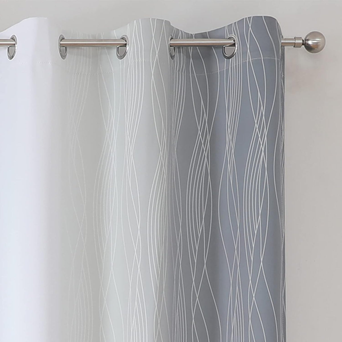 54"L x 42"W polyester curtains in Grey and Greyish White, alternate view 4