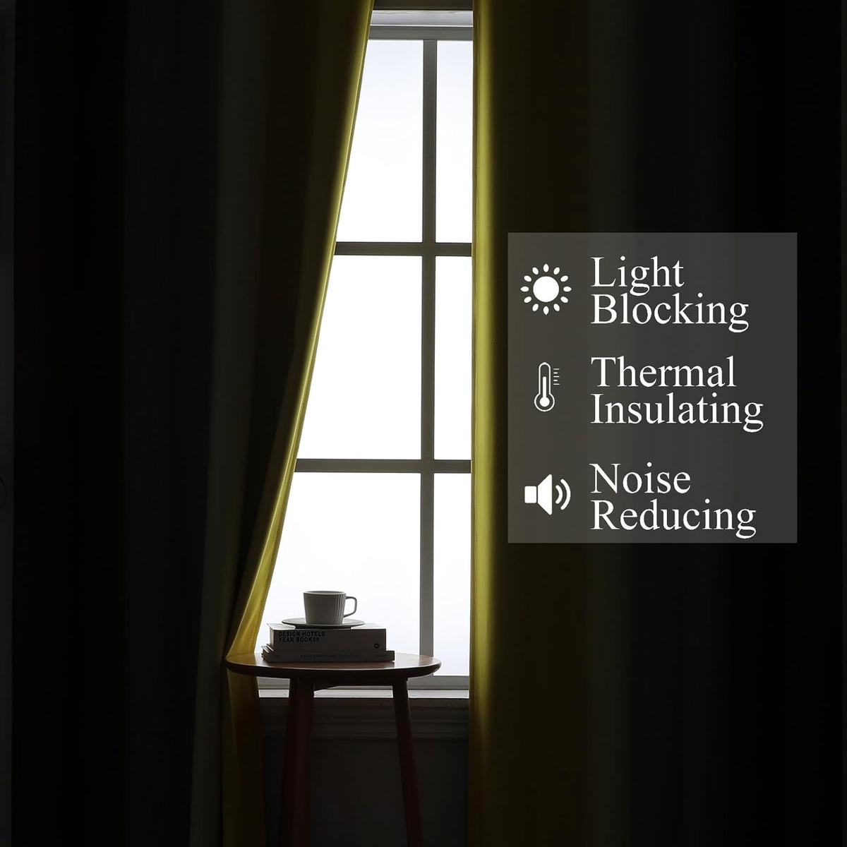 54"L x 52"W polyester curtains in Brown and Yellow, alternate view 3
