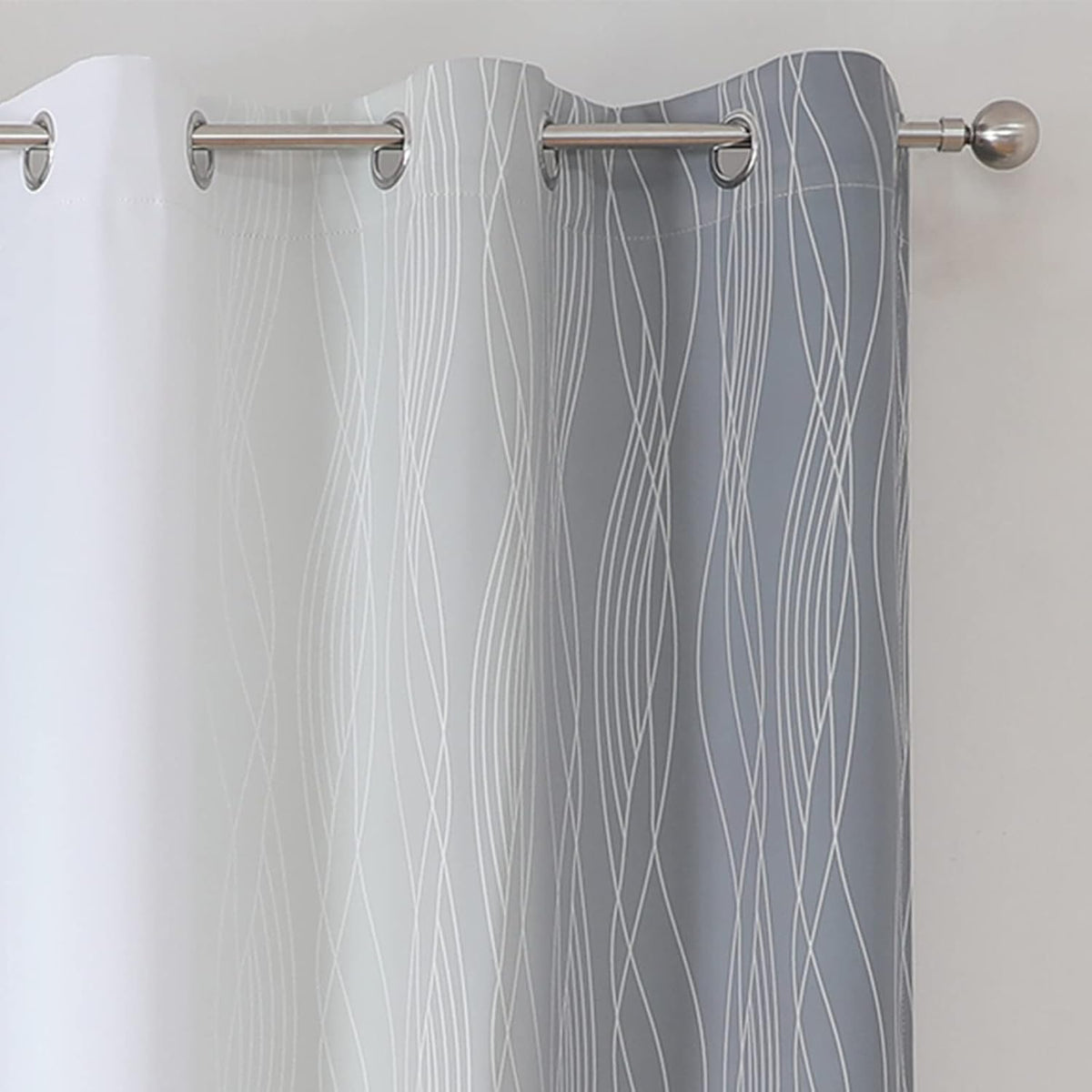 63"L x 42"W polyester curtains in Grey and Greyish White, alternate view 4