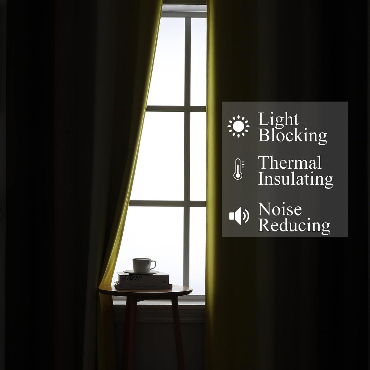 63"L x 52"W polyester curtains in Brown and Yellow, alternate view 3