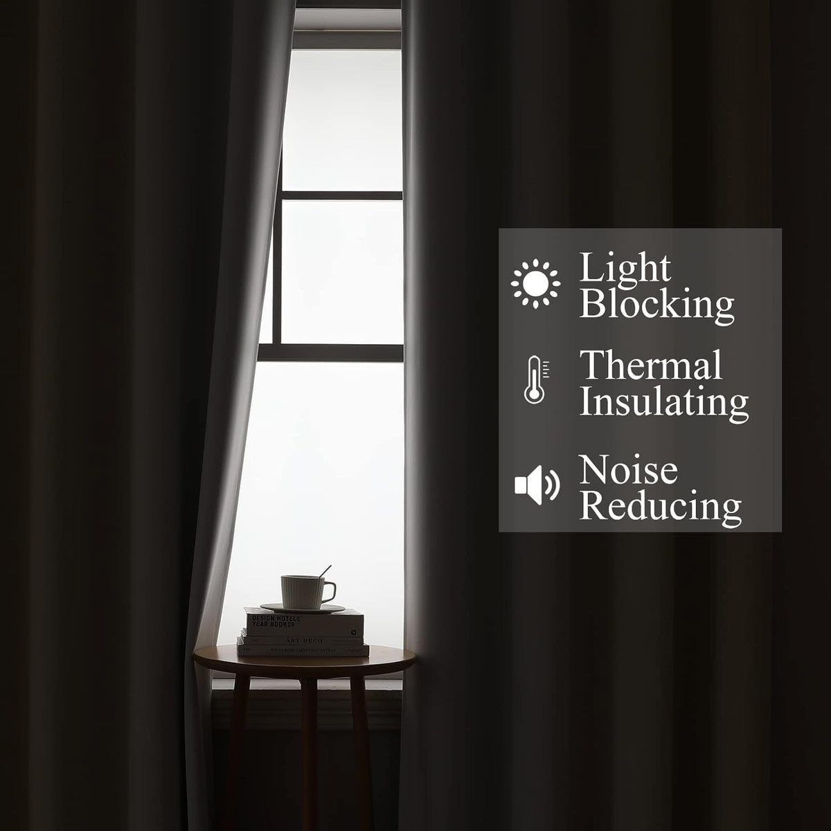 72"L x 42"W polyester curtains in Beige and Greyish White, alternate view 3