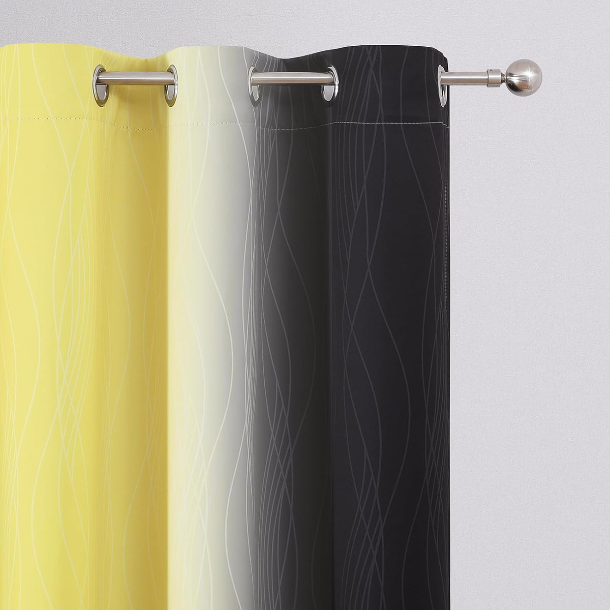 72"L x 42"W polyester curtains in Black and Yellow, alternate view 4
