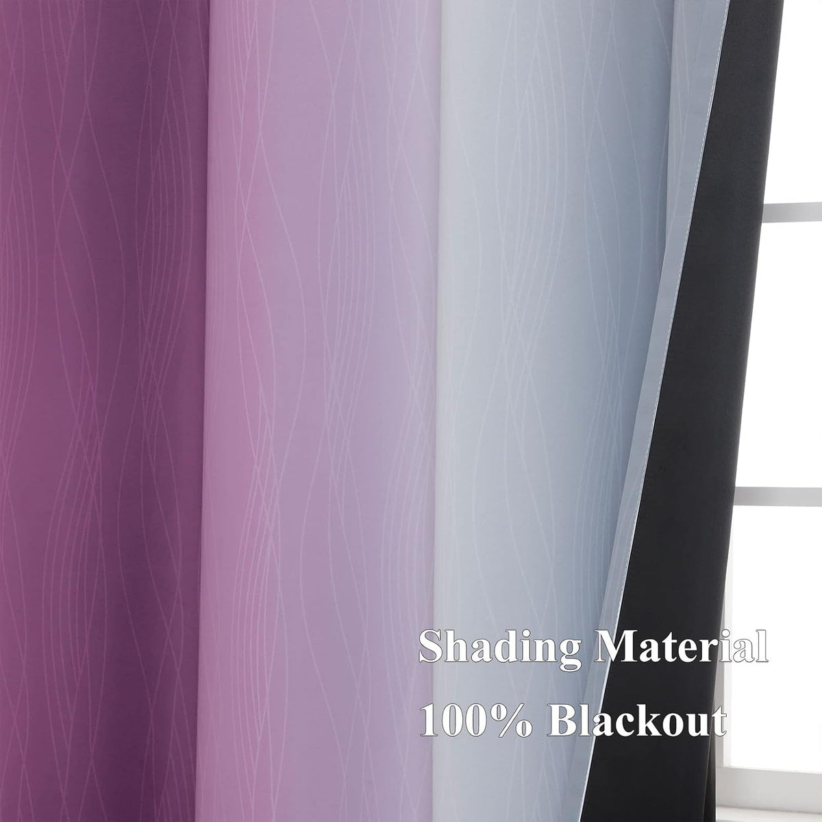 84"L x 52"W polyester curtains in Purple and Grey, alternate view 5