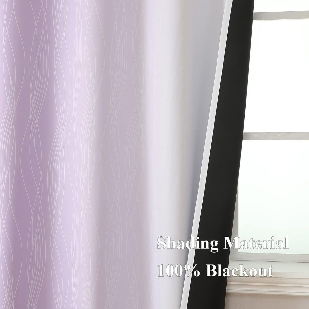 90"L x 52"W polyester curtains in Lilac and Greyish White, alternate view 5