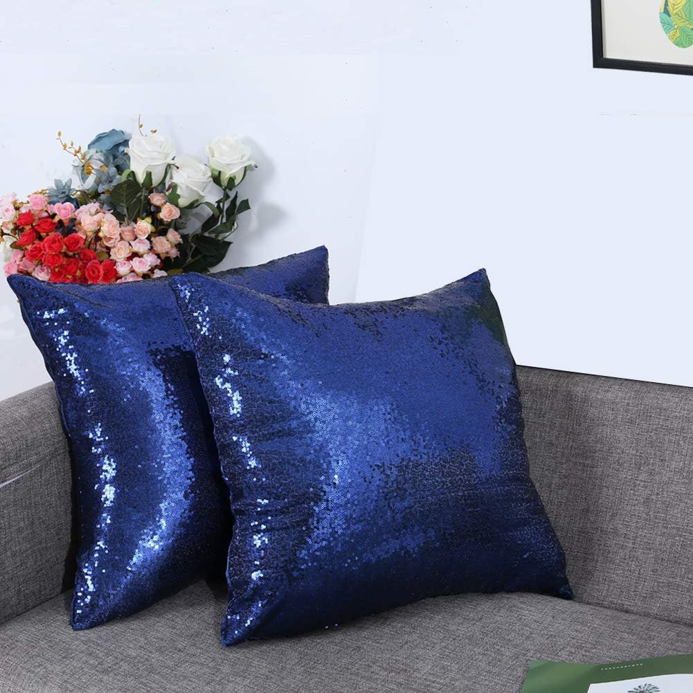 18"L x 18"W fabric throw pillow accessories in Navy Blue