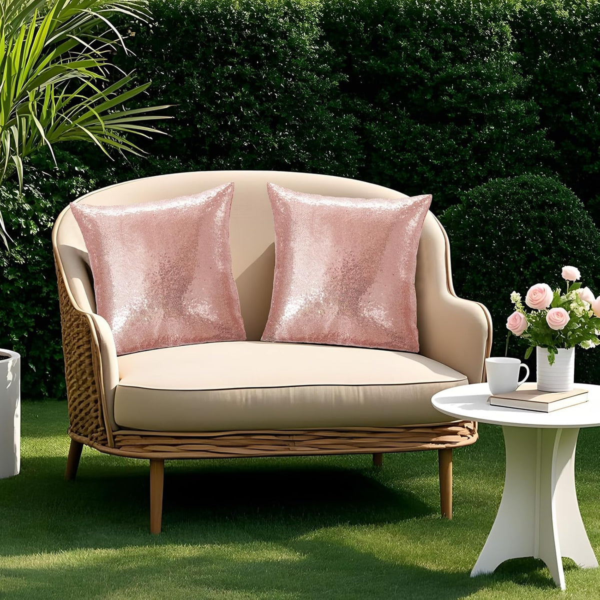 18"L x 18"W silk throw pillow accessories in Rose Gold, alternate view 4