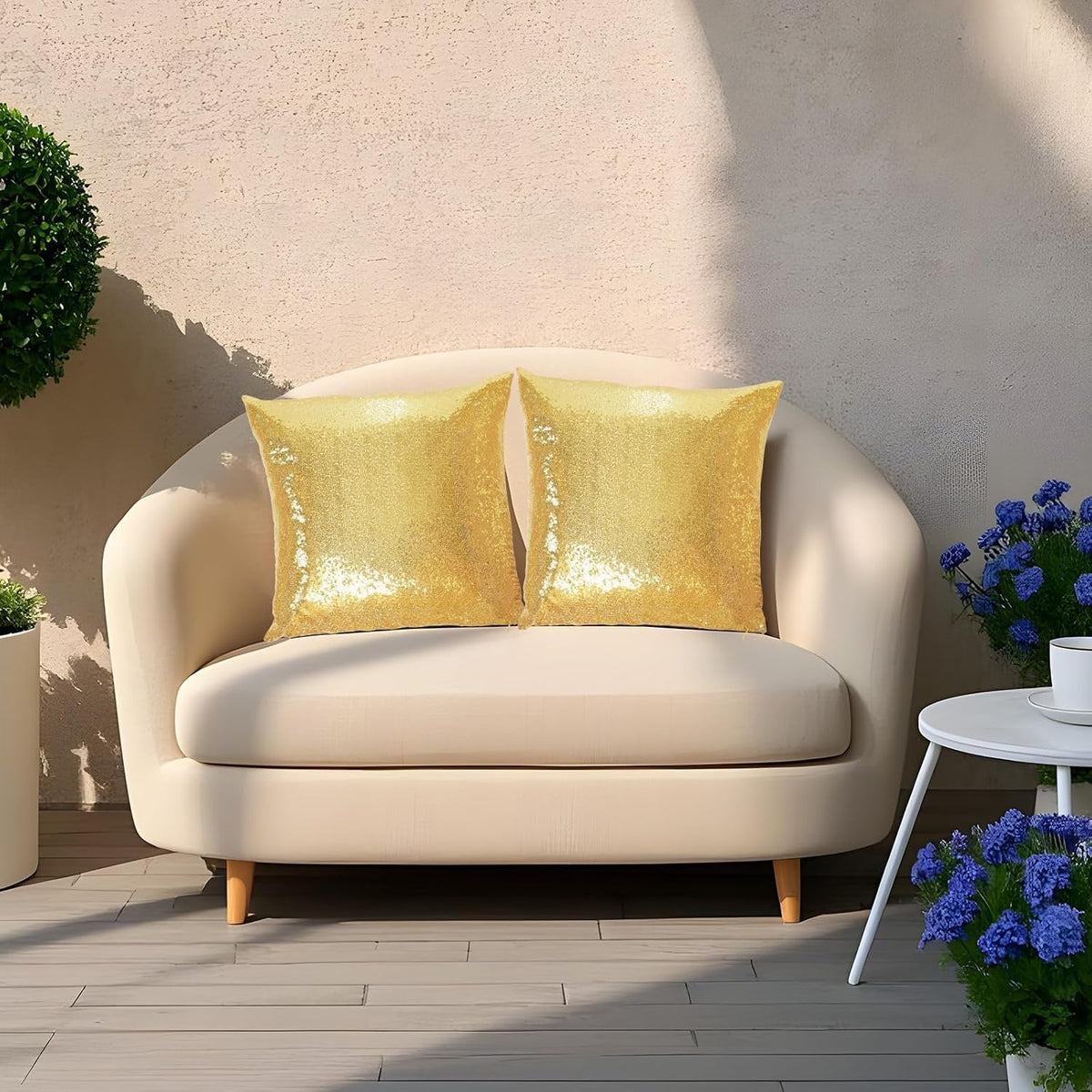 20"L x 20"W satin throw pillow accessories in Gold, alternate view 2