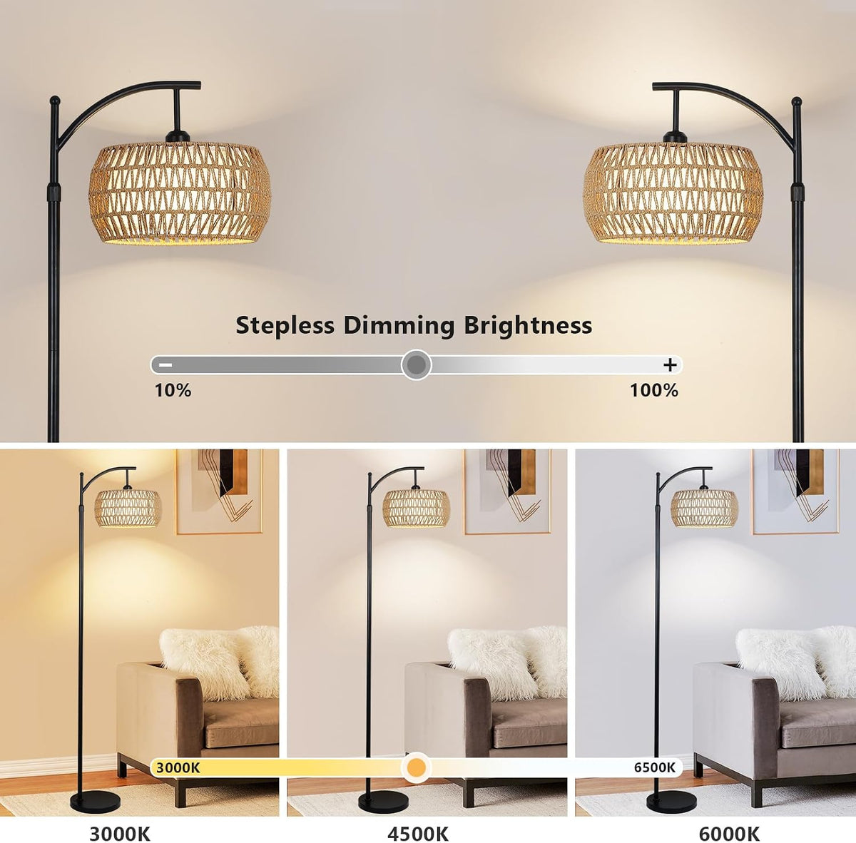 9.8"D x 9.8"W x 72.8"H metal floor lamps, alternate view 2