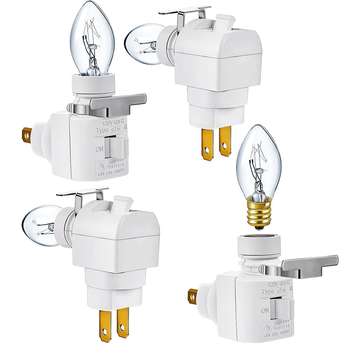 3.35"W x 2.76"H metal night lights & ambient lighting in white