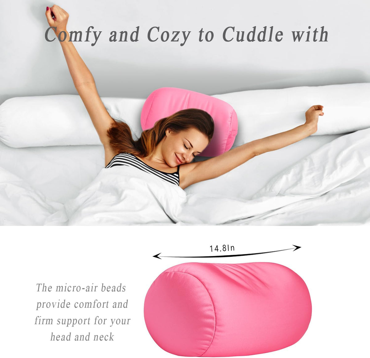 polyester neck & cervical pillows in Pink, alternate view 7