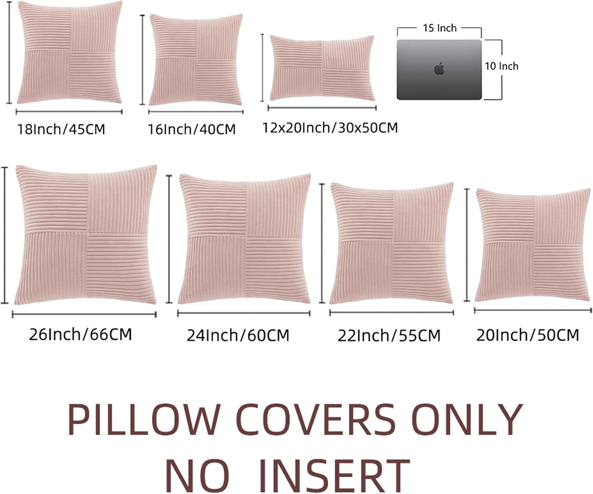 16"L x 16"W corduroy throw pillow accessories in Blush Pink, alternate view 7