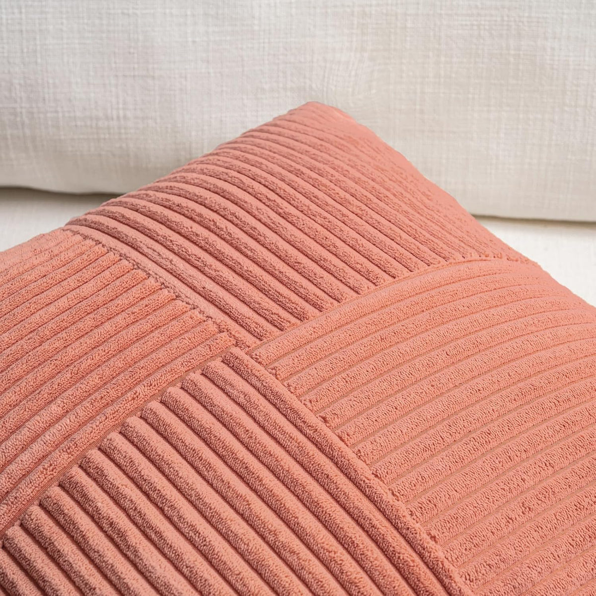 22"L x 22"W corduroy throw pillow accessories in Coral, alternate view 3