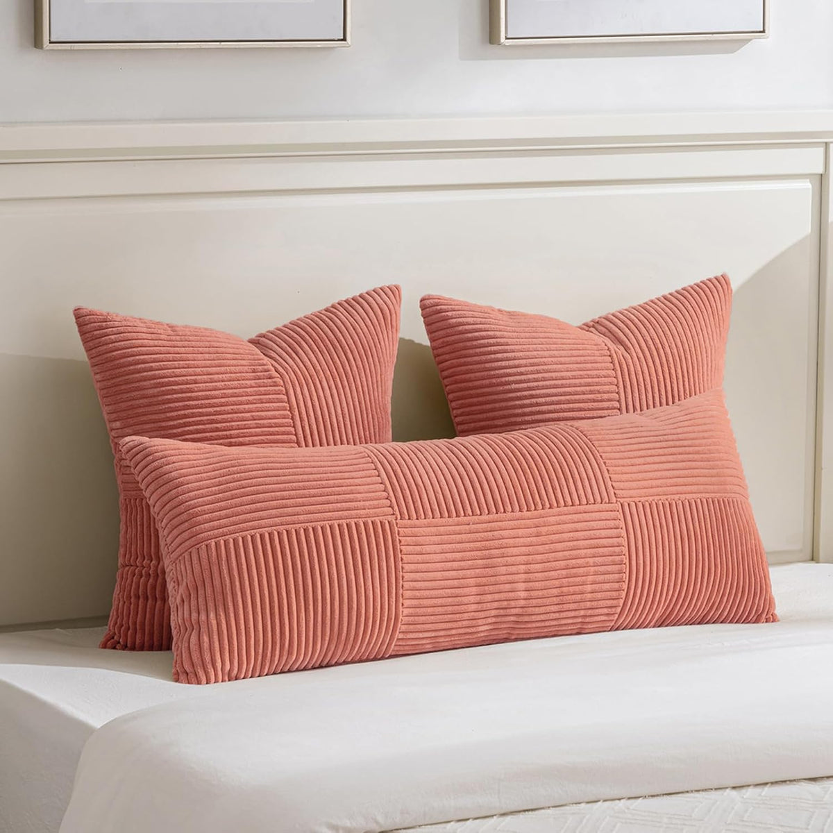 22"L x 22"W corduroy throw pillow accessories in Coral, alternate view 5