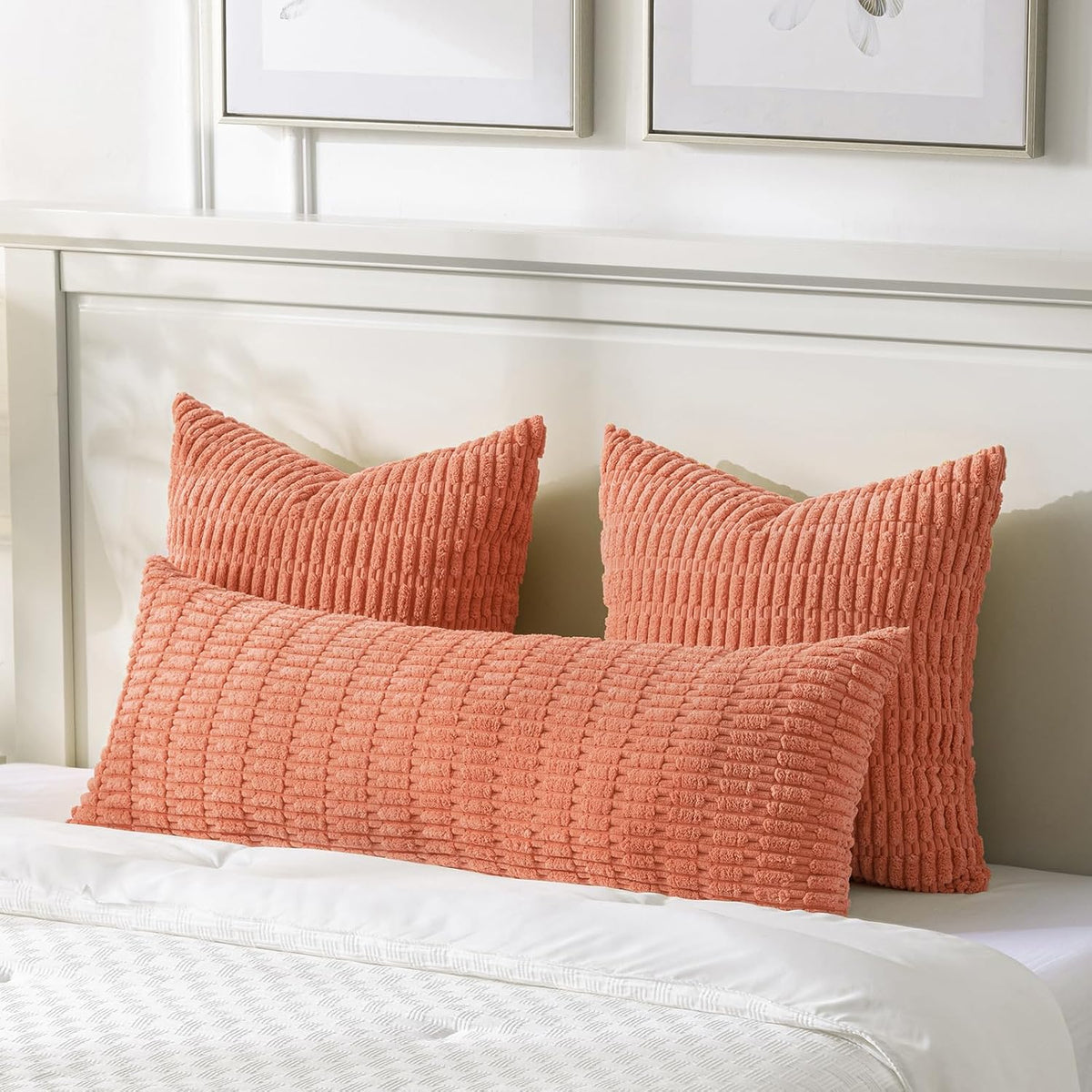 36"L x 14"W corduroy throw pillow accessories in Coral, alternate view 2
