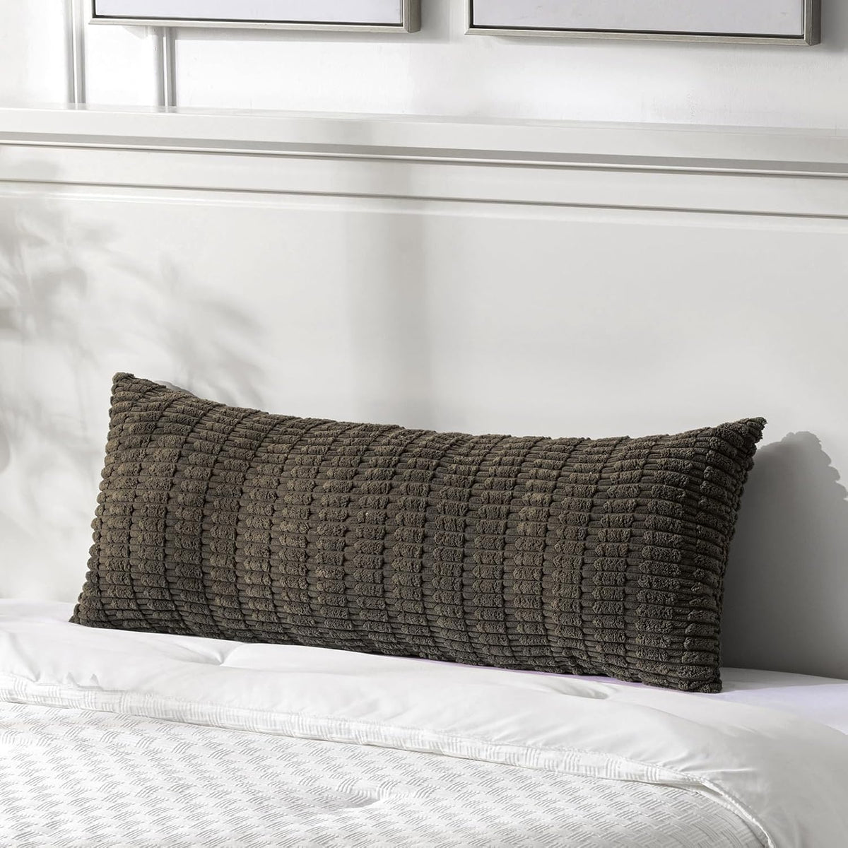 36"L x 14"W corduroy throw pillow accessories in Dark Brown