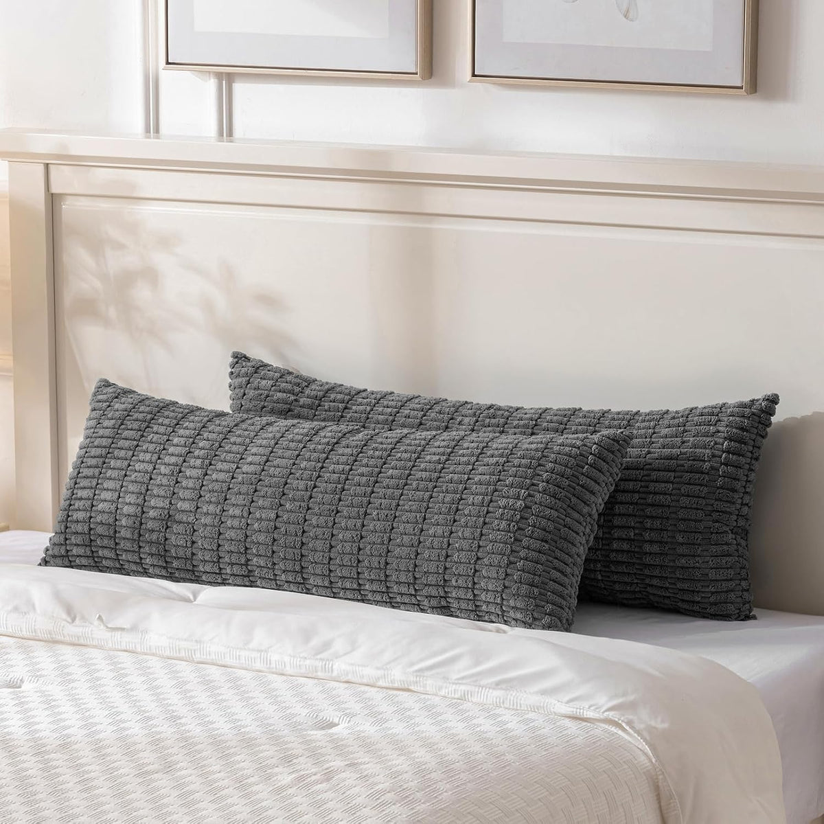 36"L x 14"W corduroy throw pillow accessories in Dark Gray, alternate view 5