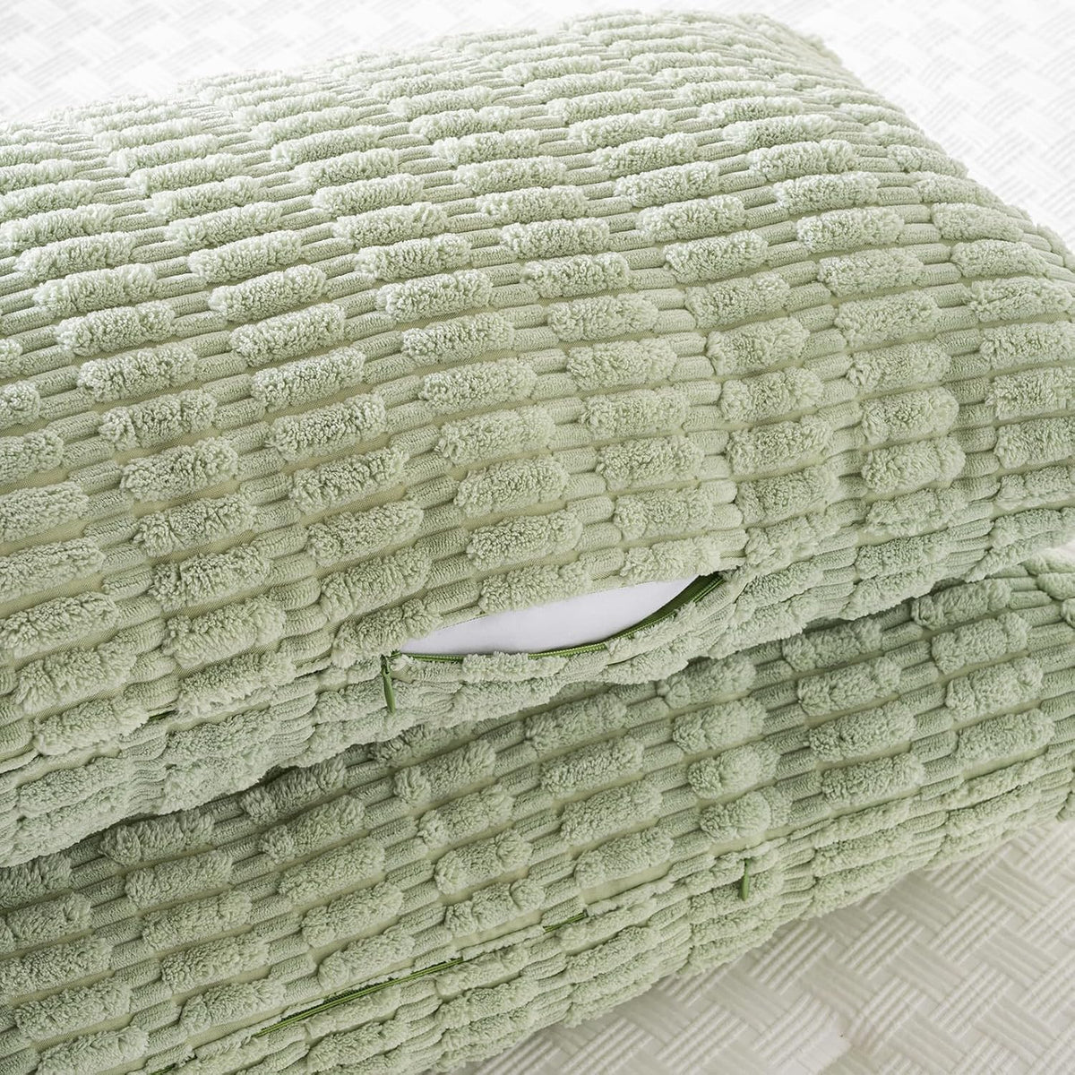 36"L x 14"W corduroy throw pillow accessories in Sage Green, alternate view 3