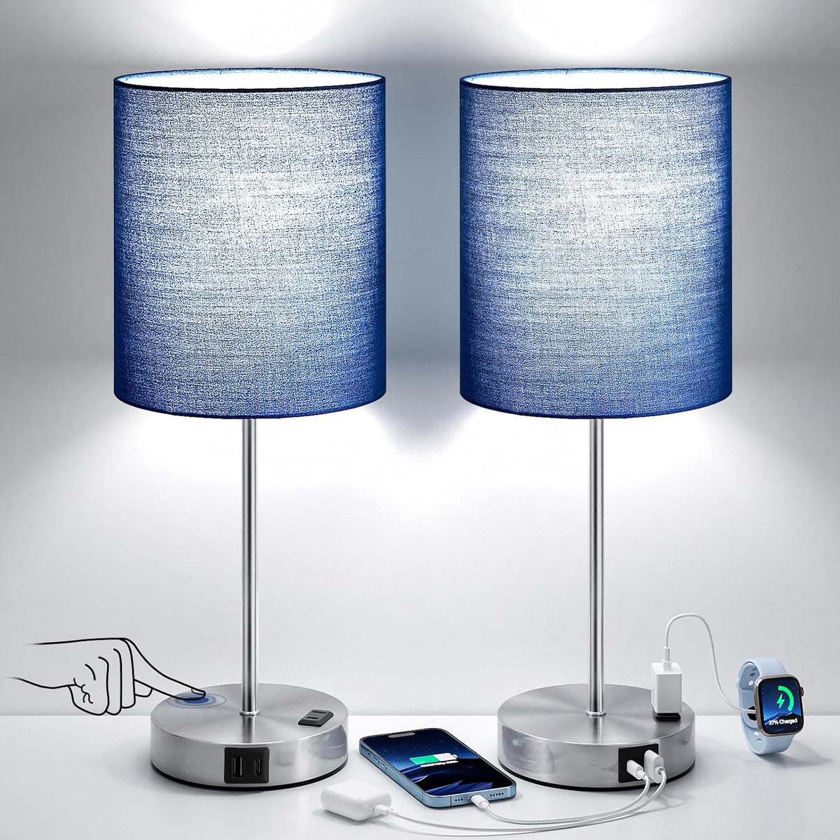 17.6"D x 6.7"W x 6.7"H metal table lamps