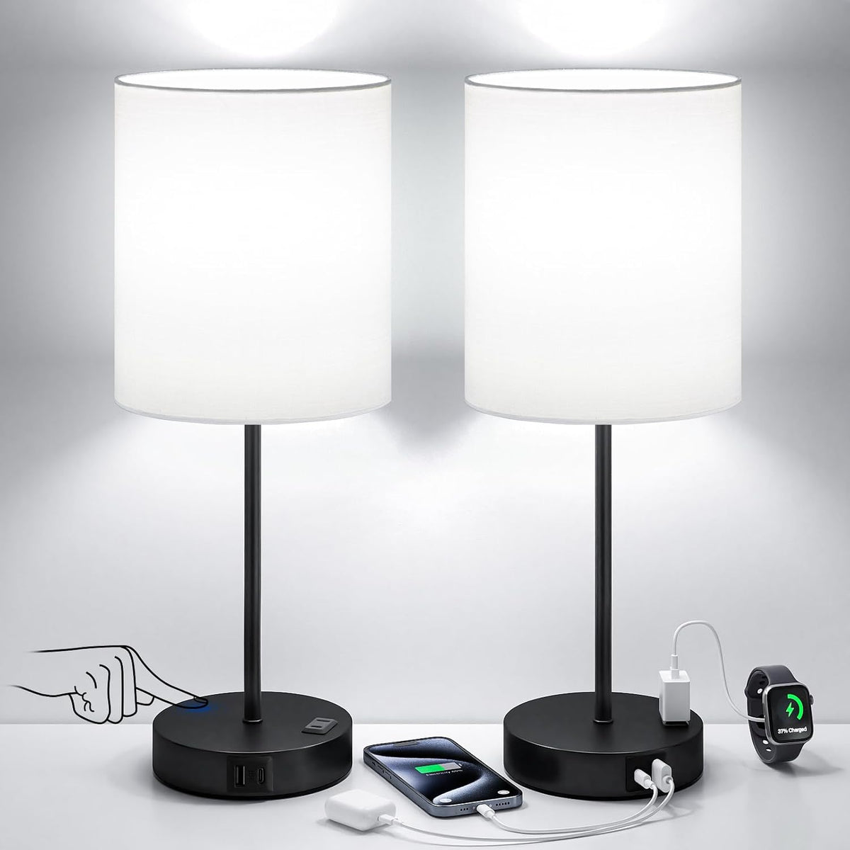 17.6"D x 6.7"W x 6.7"H metal table lamps