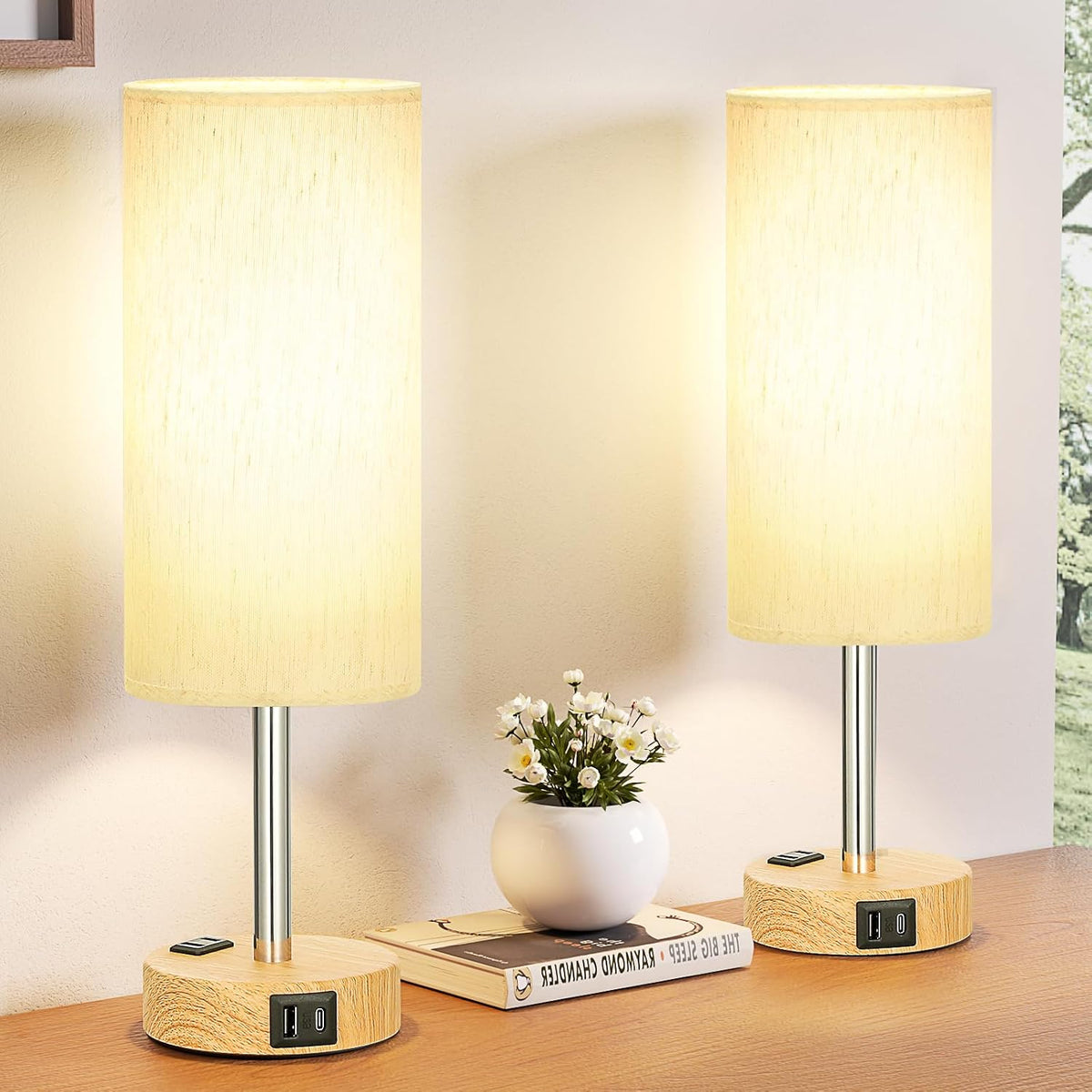4.45"D x 4.45"W x 14"H wood table lamps