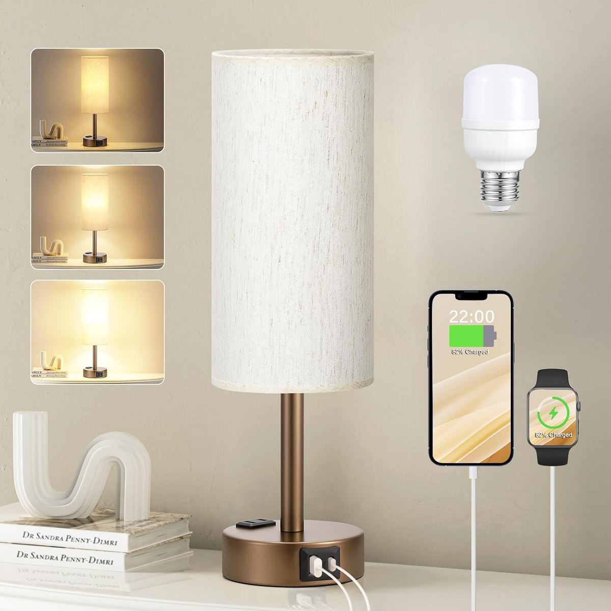 4.49"D x 4.49"W x 13.98"H metal table lamps