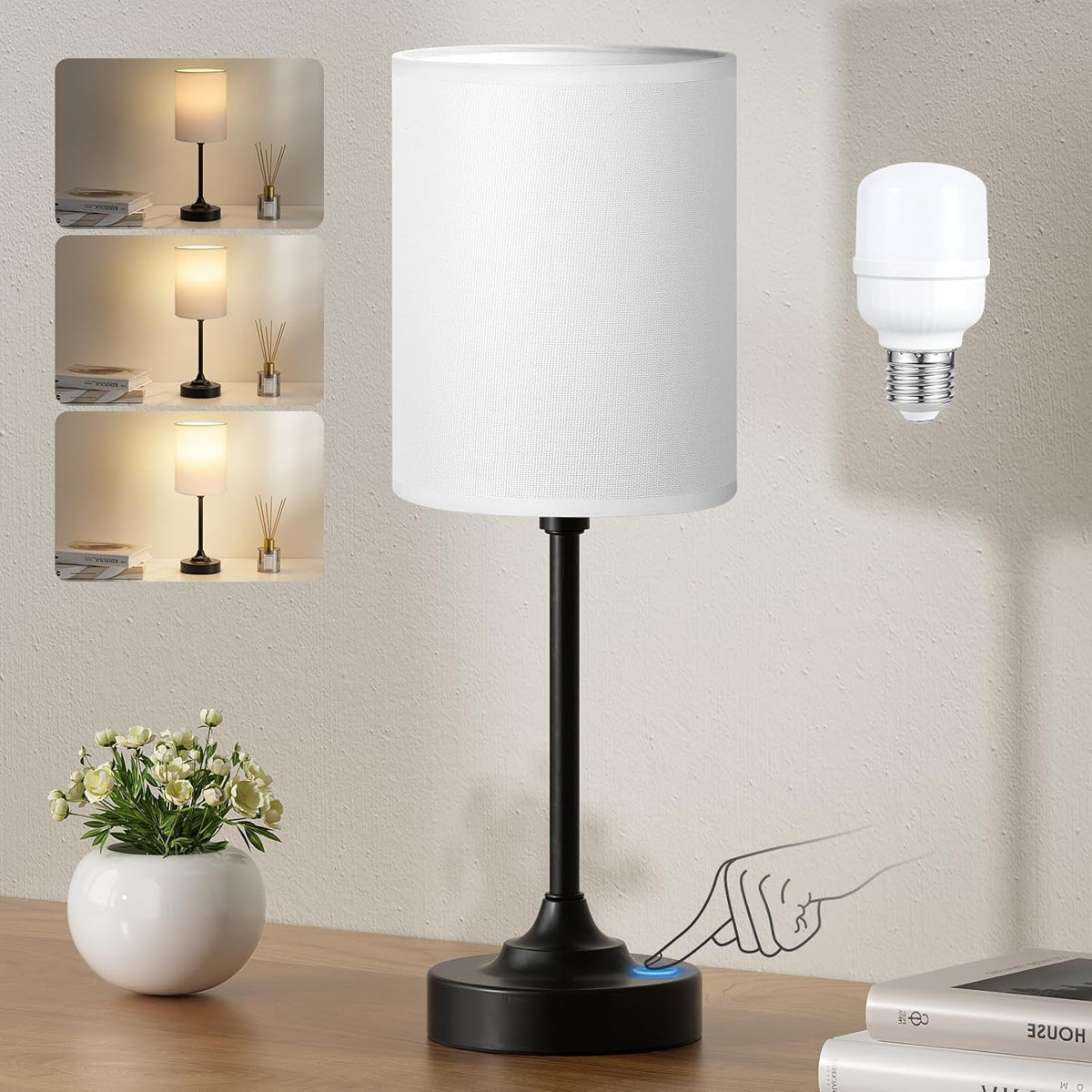 5.3"D x 5.3"W x 14"H metal table lamps