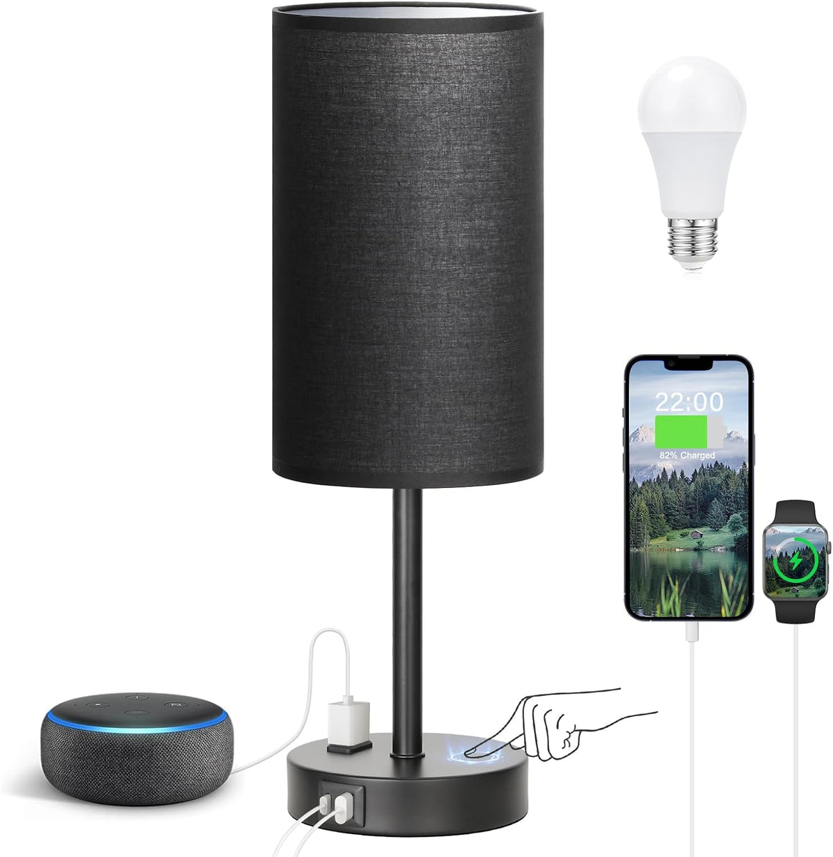 5.7"D x 5.7"W x 17.4"H plastic table lamps