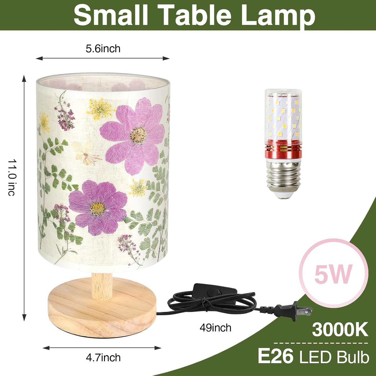 5.6"D x 5.6"W x 11"H wood table lamps, alternate view 5
