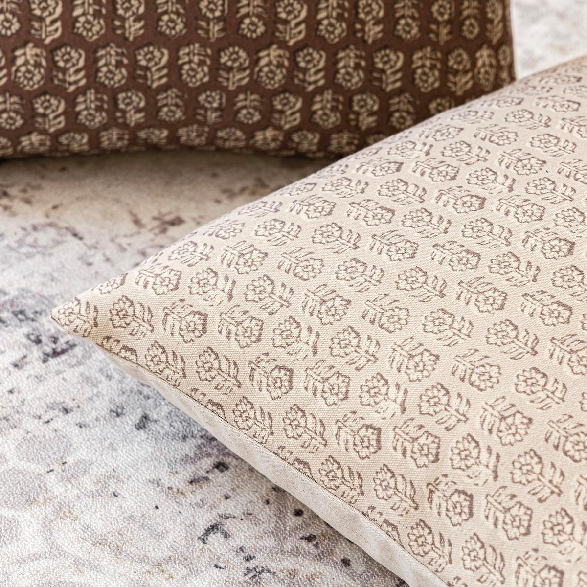 18"L x 18"W cotton throw pillow accessories in Biscotti Beige, alternate view 3