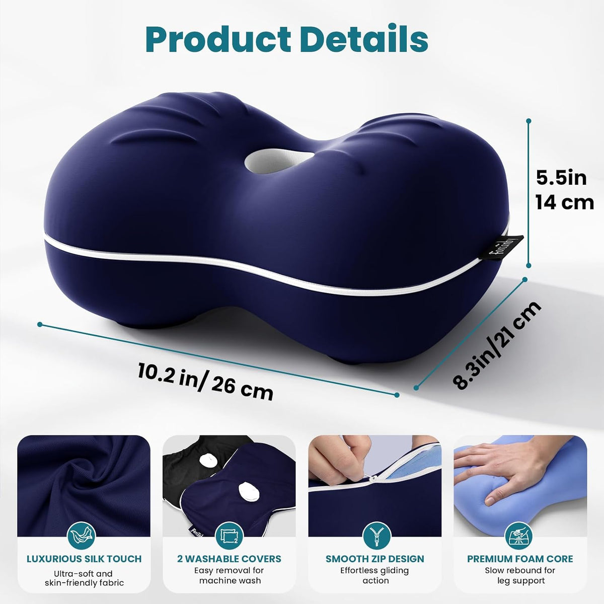 memory foam knee & leg pillows in Gray and Blue, alternate view 6