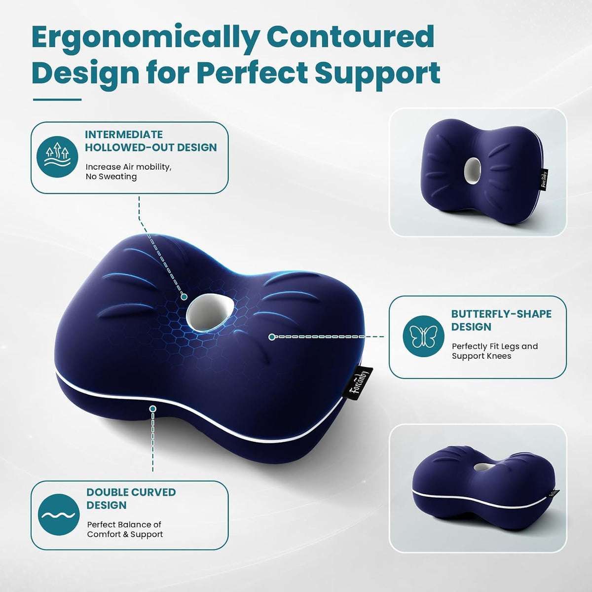 memory foam knee & leg pillows in Gray and Blue, alternate view 7