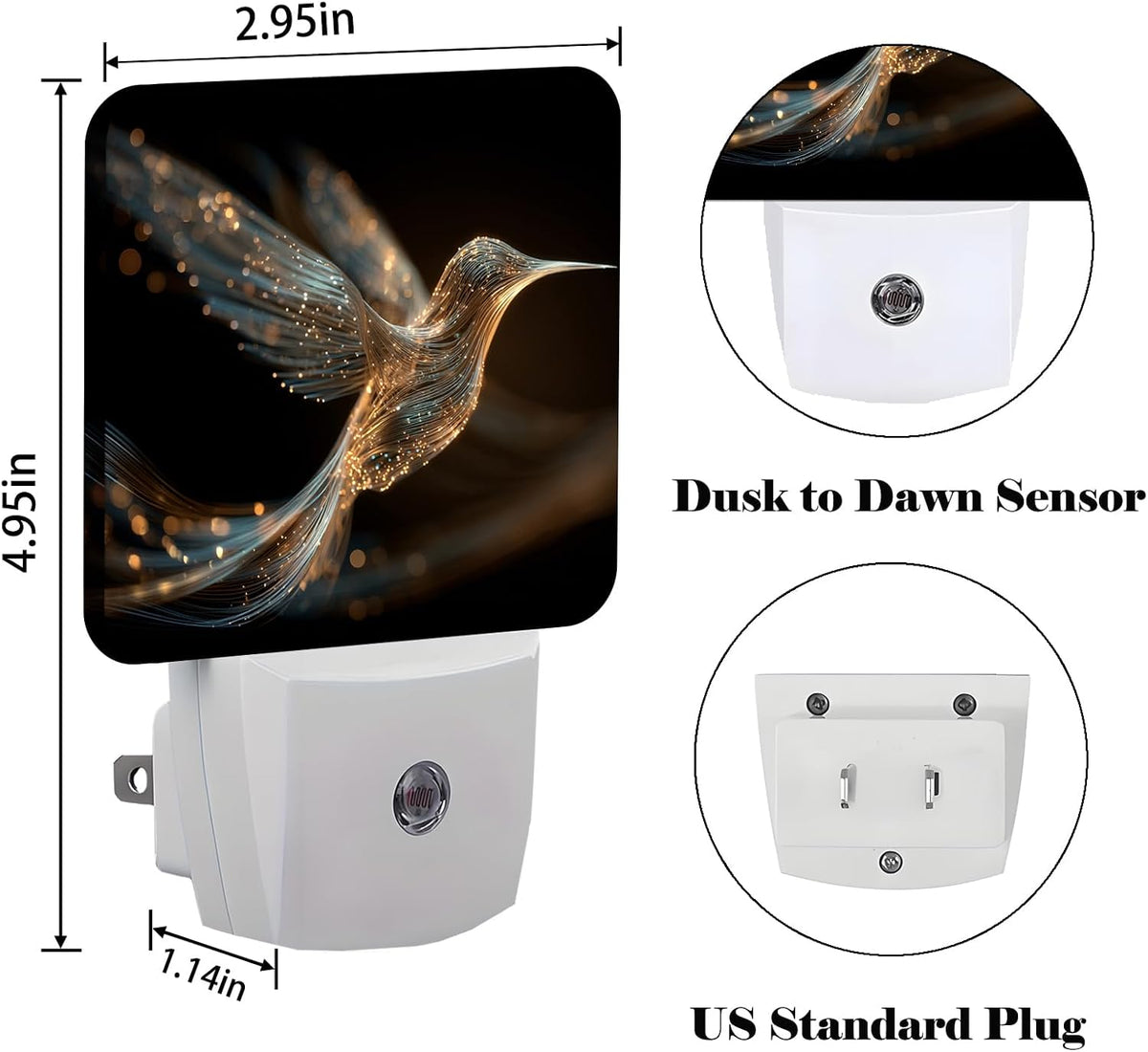 1.24"D x 2.95"W x 4.95"H night lights & ambient lighting, alternate view 2