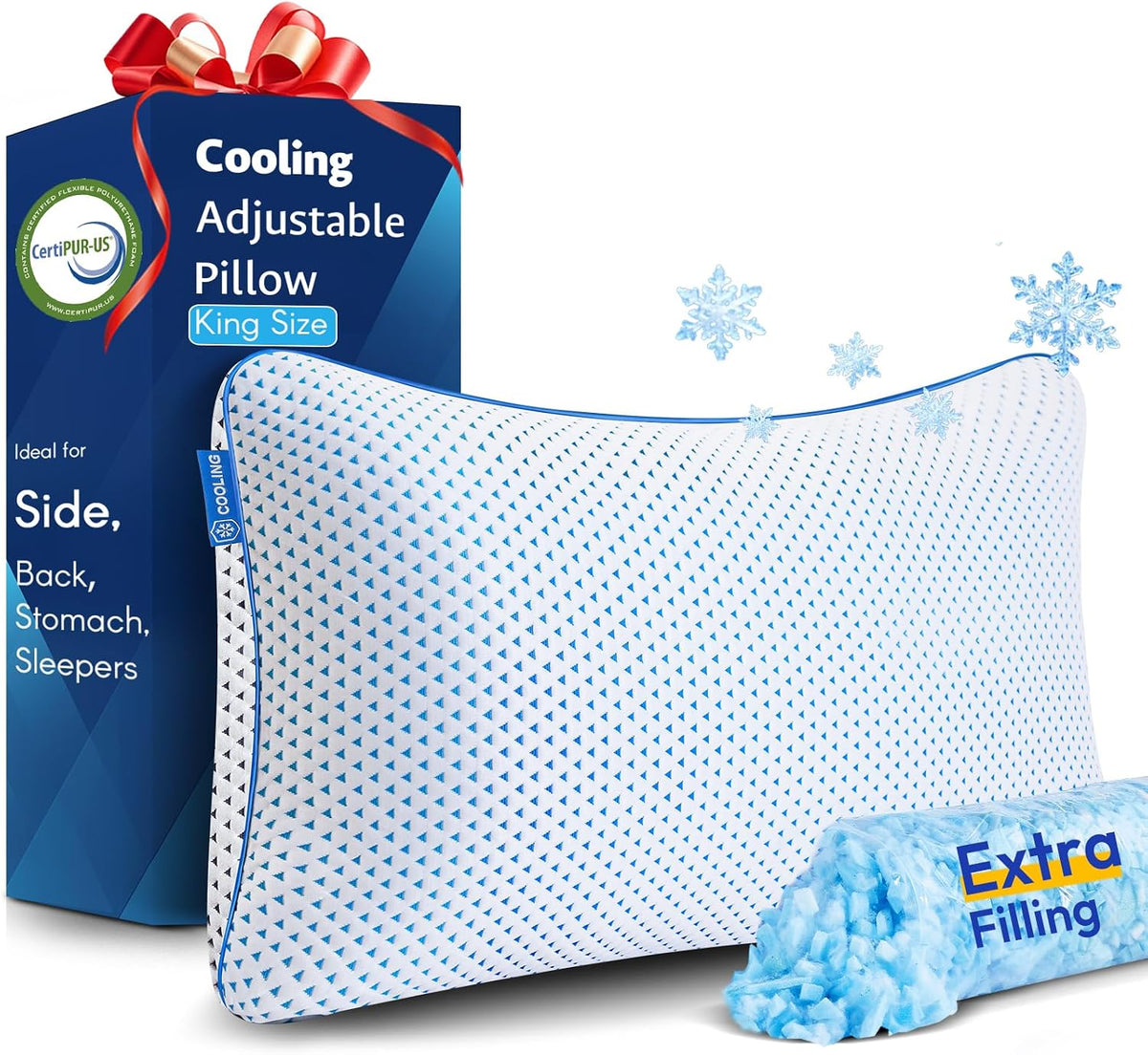 King gel memory foam pillows in White