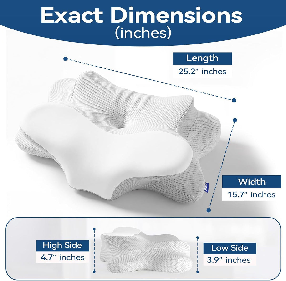 Butterfly memory foam neck & cervical pillows in Ivory, alternate view 2