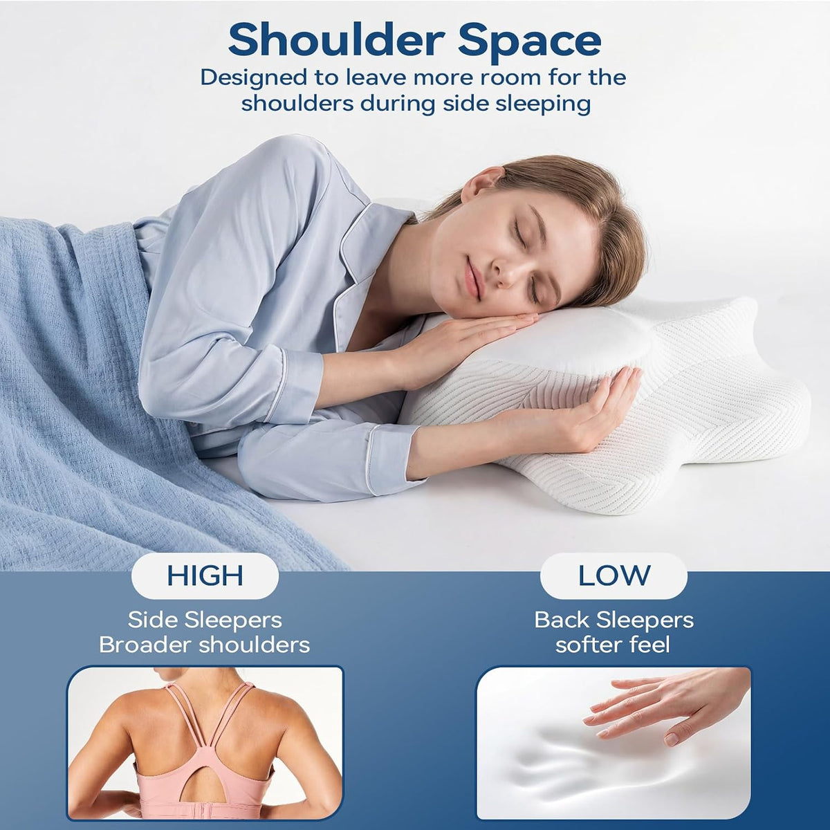 Butterfly memory foam neck & cervical pillows in Ivory, alternate view 9