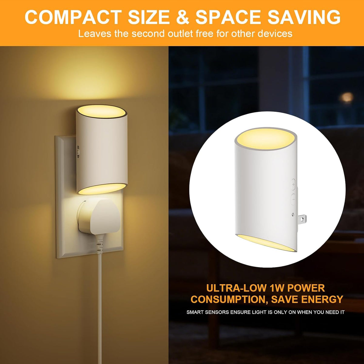Fyrael 2.44"D x 2.28"W x 3.54"H plastic night lights & ambient lighting, alternate view 5