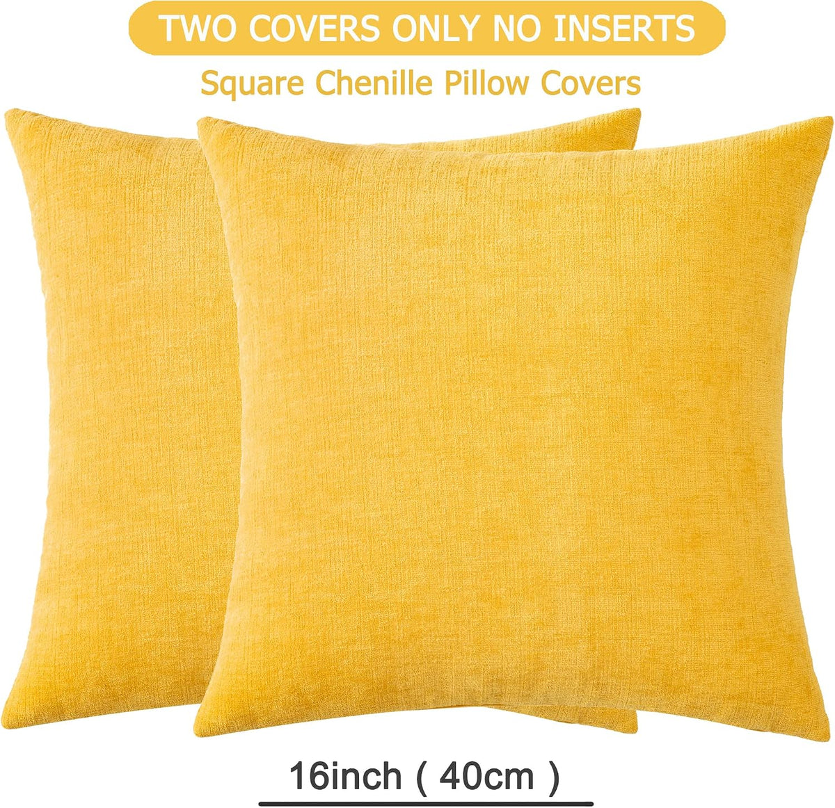 16"L x 16"W chenille throw pillow accessories in Gold Yellow, alternate view 6