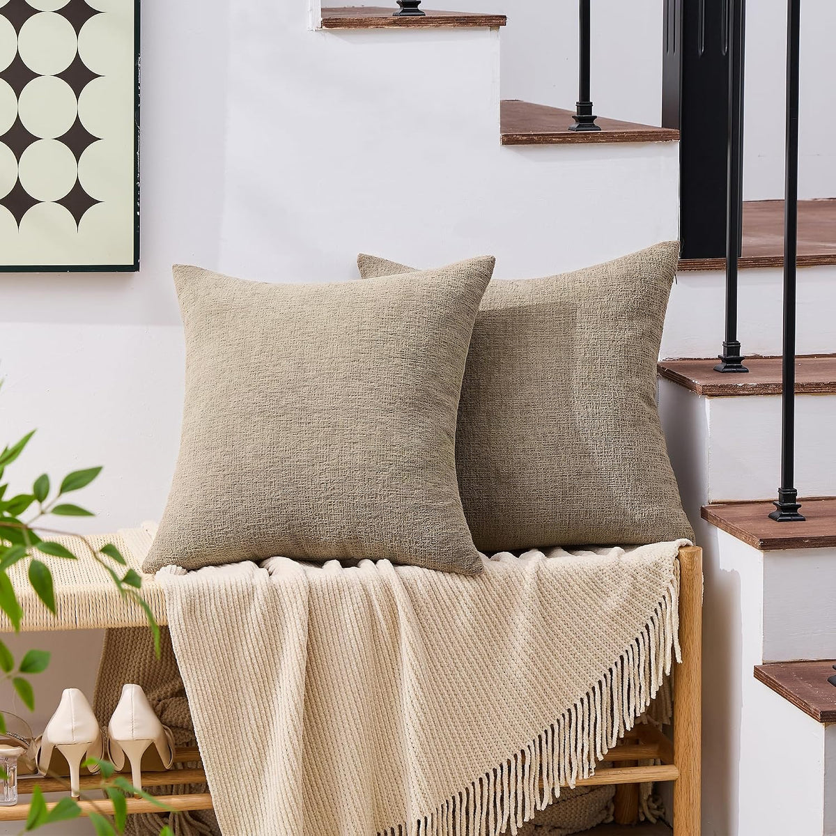 16"L x 16"W polyester throw pillow accessories in Taupe Gray, alternate view 5