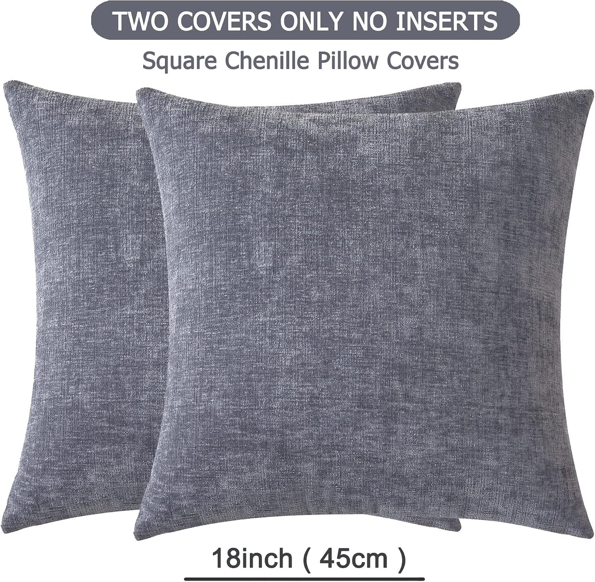 18"L x 18"W chenille throw pillow accessories in Dark Grey, alternate view 6