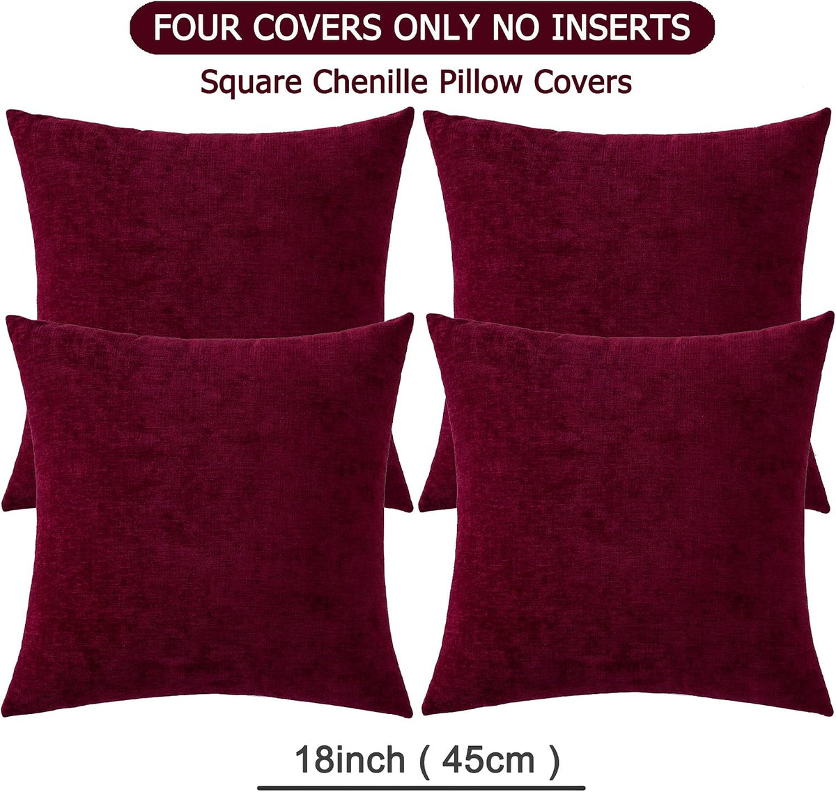 18"L x 18"W polyester throw pillow accessories in Burgundy Red, alternate view 7