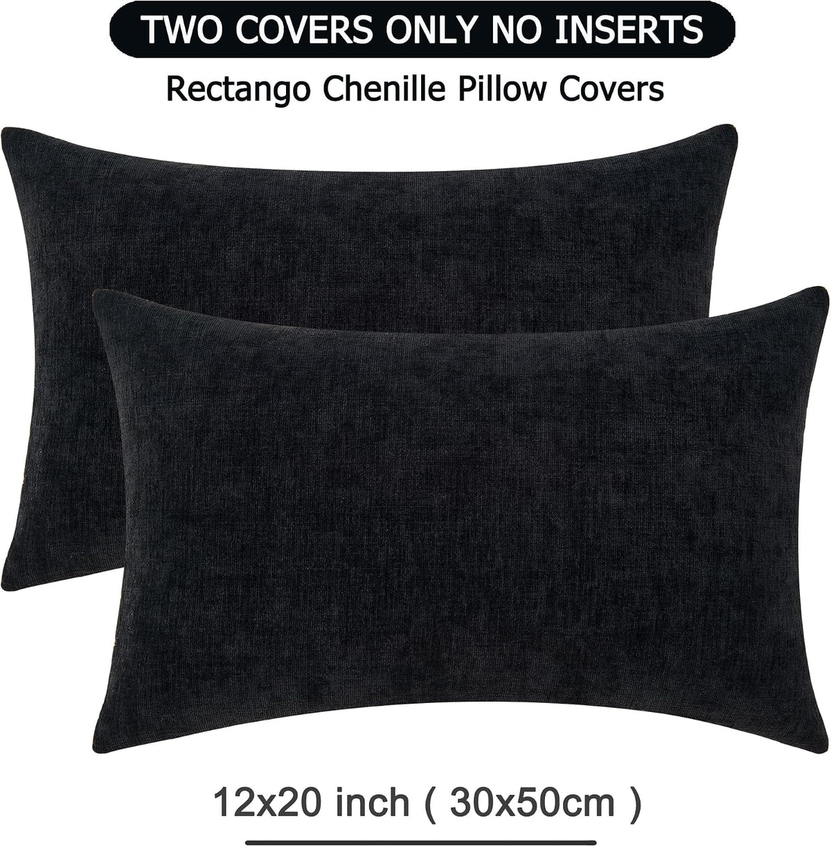 20"L x 12"W chenille throw pillow accessories in Black, alternate view 6
