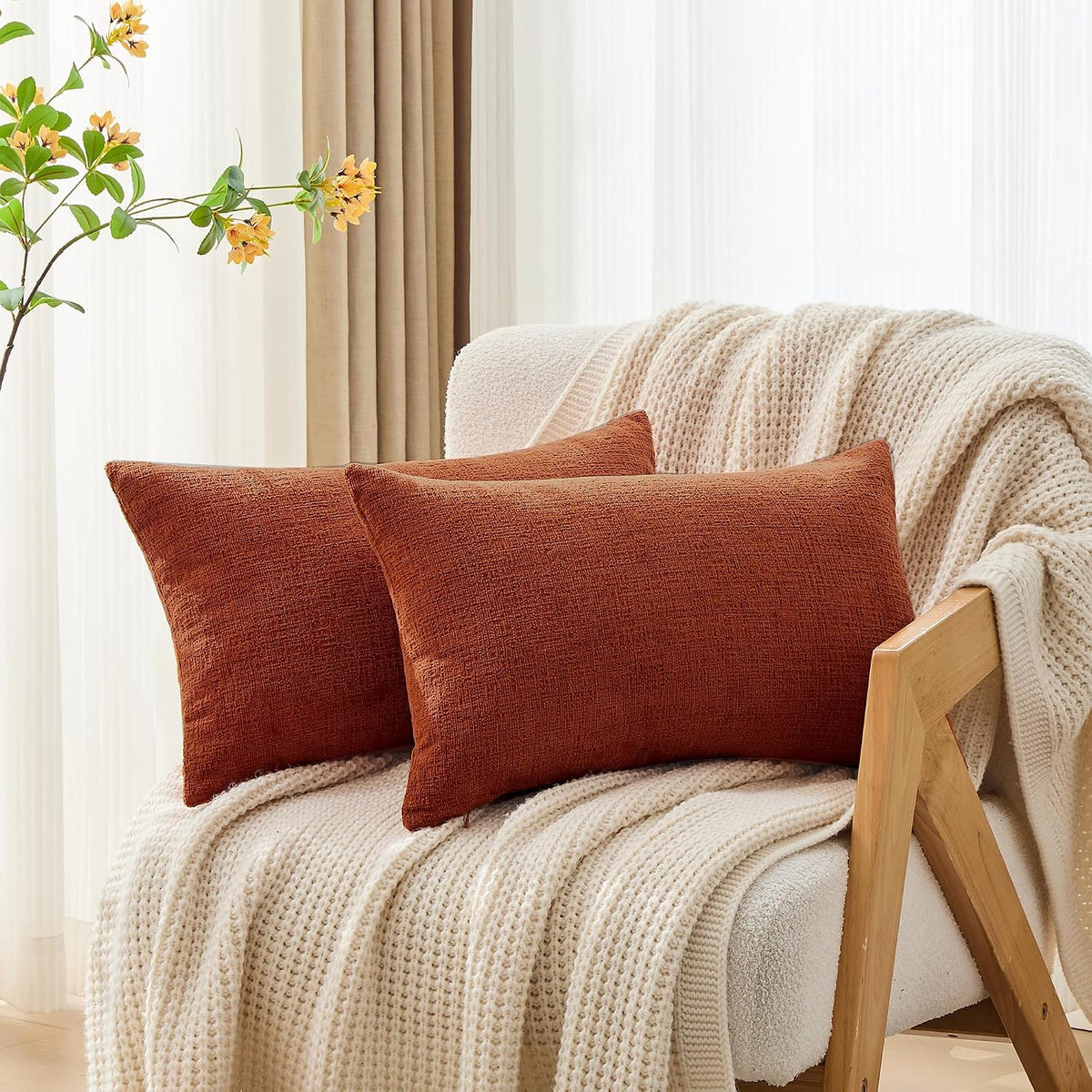 20"L x 12"W polyester throw pillow accessories in Rust, alternate view 4