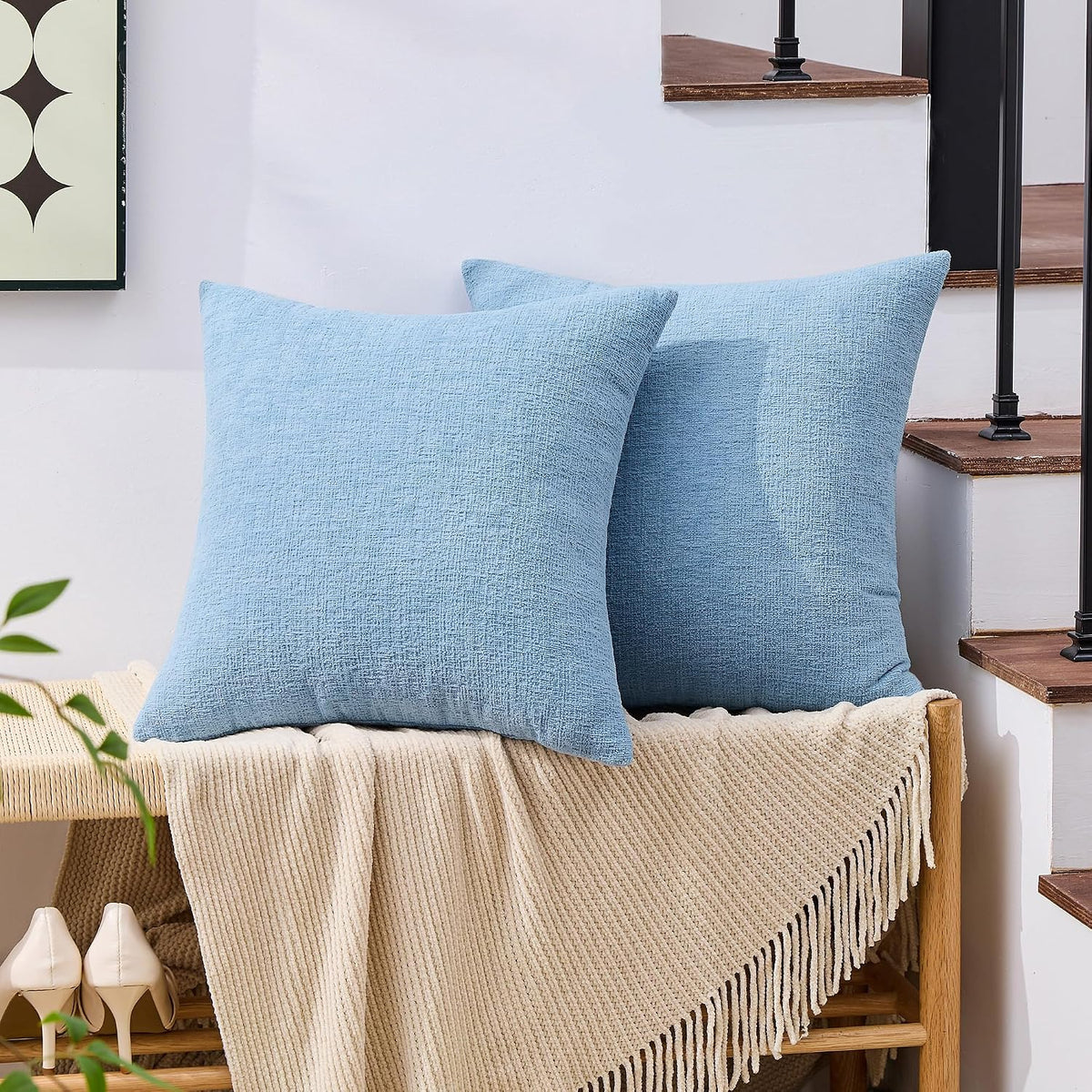 22"L x 22"W polyester throw pillow accessories in Light Blue, alternate view 5